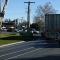 Truck turning from Cowslip Street into High Street during erection of Possum Bridge 2007