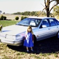 Renee in front of Governor McGarvie's Car Earlston