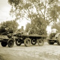 Oliver Tractor ( Bought by Bob McKearnan) & trailer with T. Model Ford tyres on it and Saw Bench , Kialla East B.