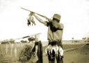 Ted Jones during duck season, Koonda. 1950s
